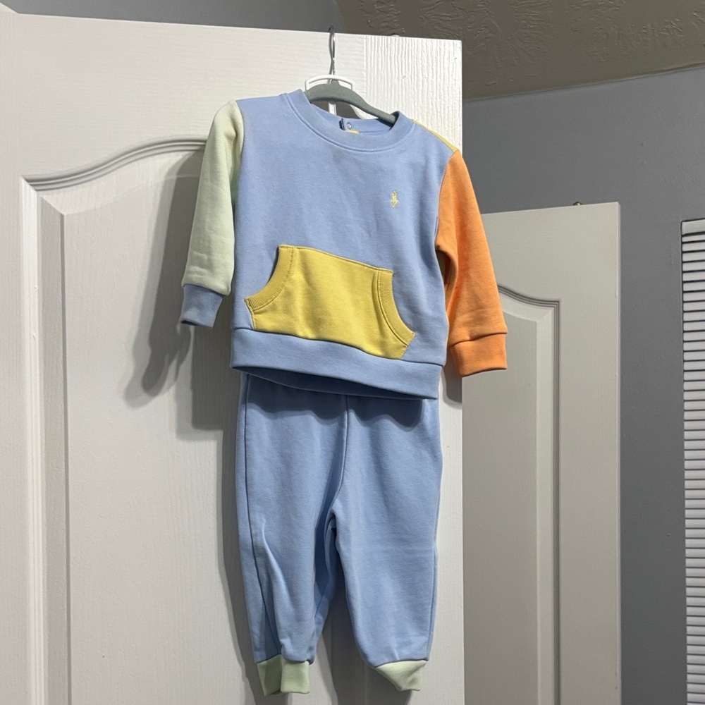 Polo by Ralph Lauren Infant Colorblock Blue Sweatshirt & Jogger Set
